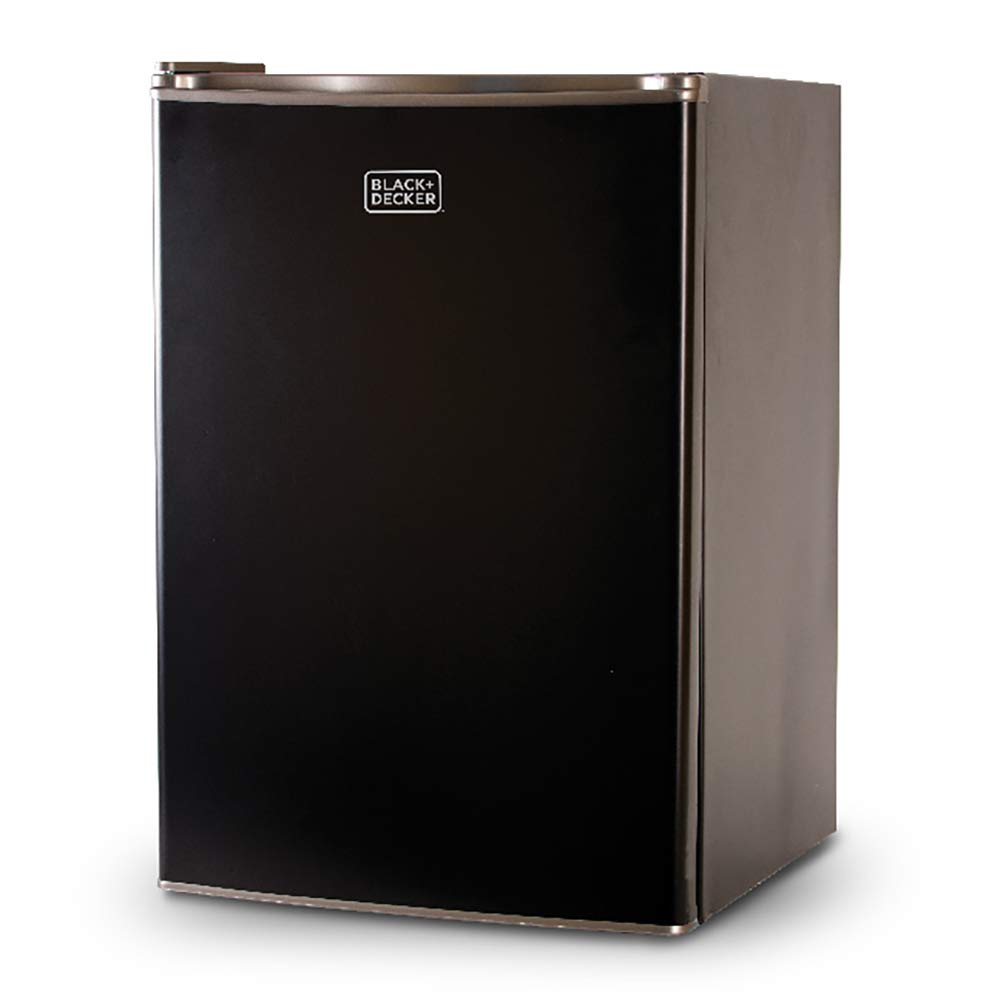 Compact Single Door Mini Fridge with Freezer, 2.5 Cubic Feet, Black & Single Serve K-Cup Pod Coffee Maker, Black B785458
