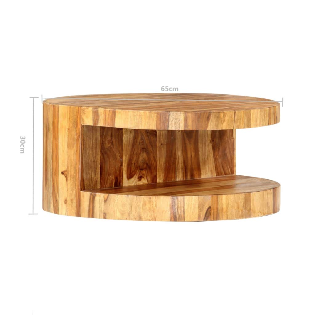 Solid Sheesham Wood Round Coffee Table D3813