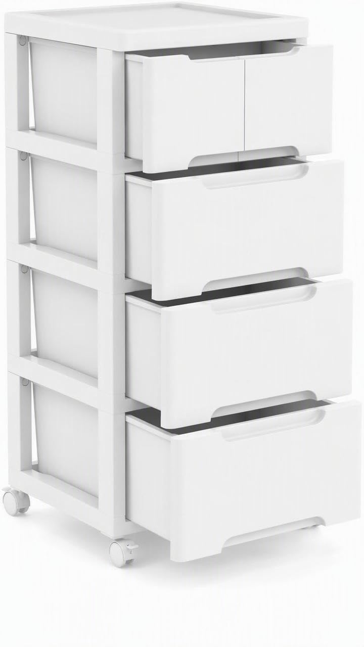 4-Tier Plastic Drawers with Wheels N444081