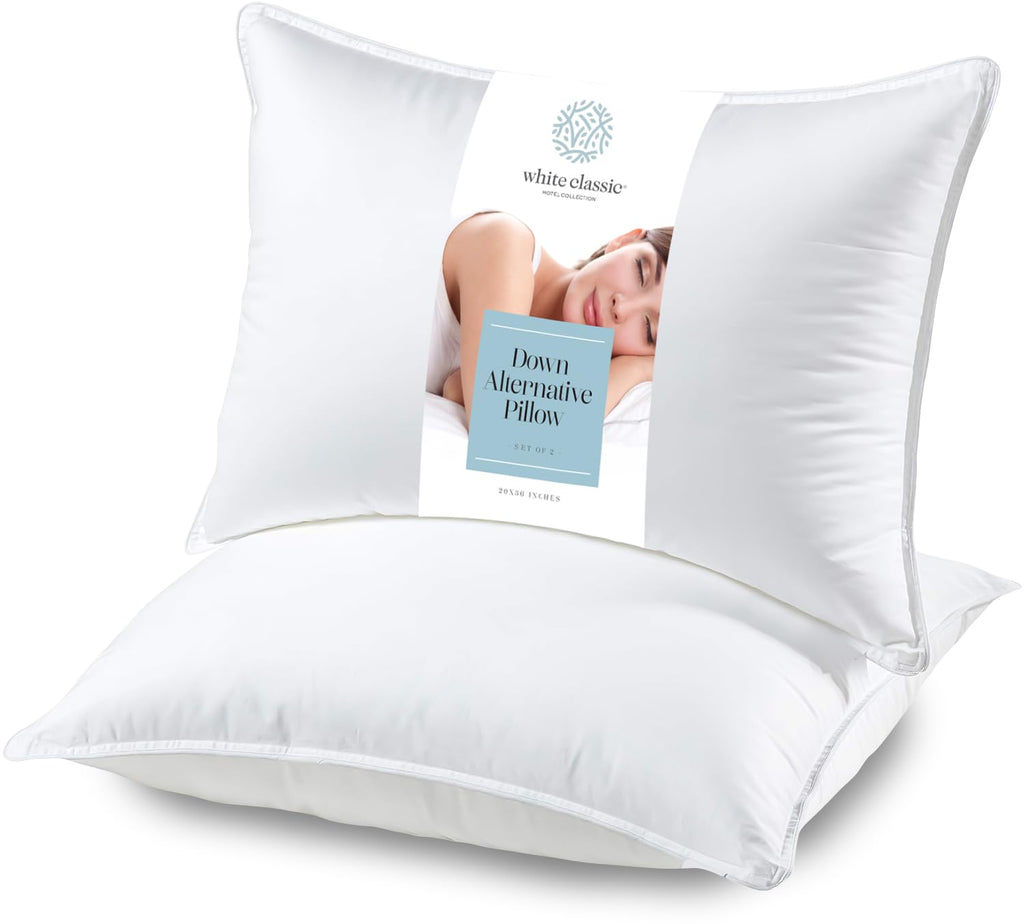 White 2 Pack King Size Down Alternative Bed Pillows R9296