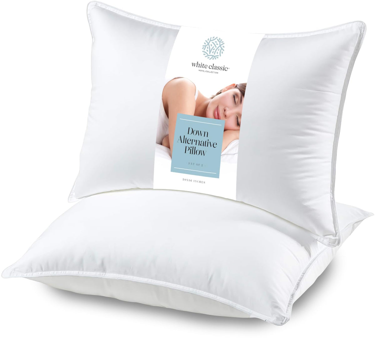 White 2 Pack King Size Down Alternative Bed Pillows R9296