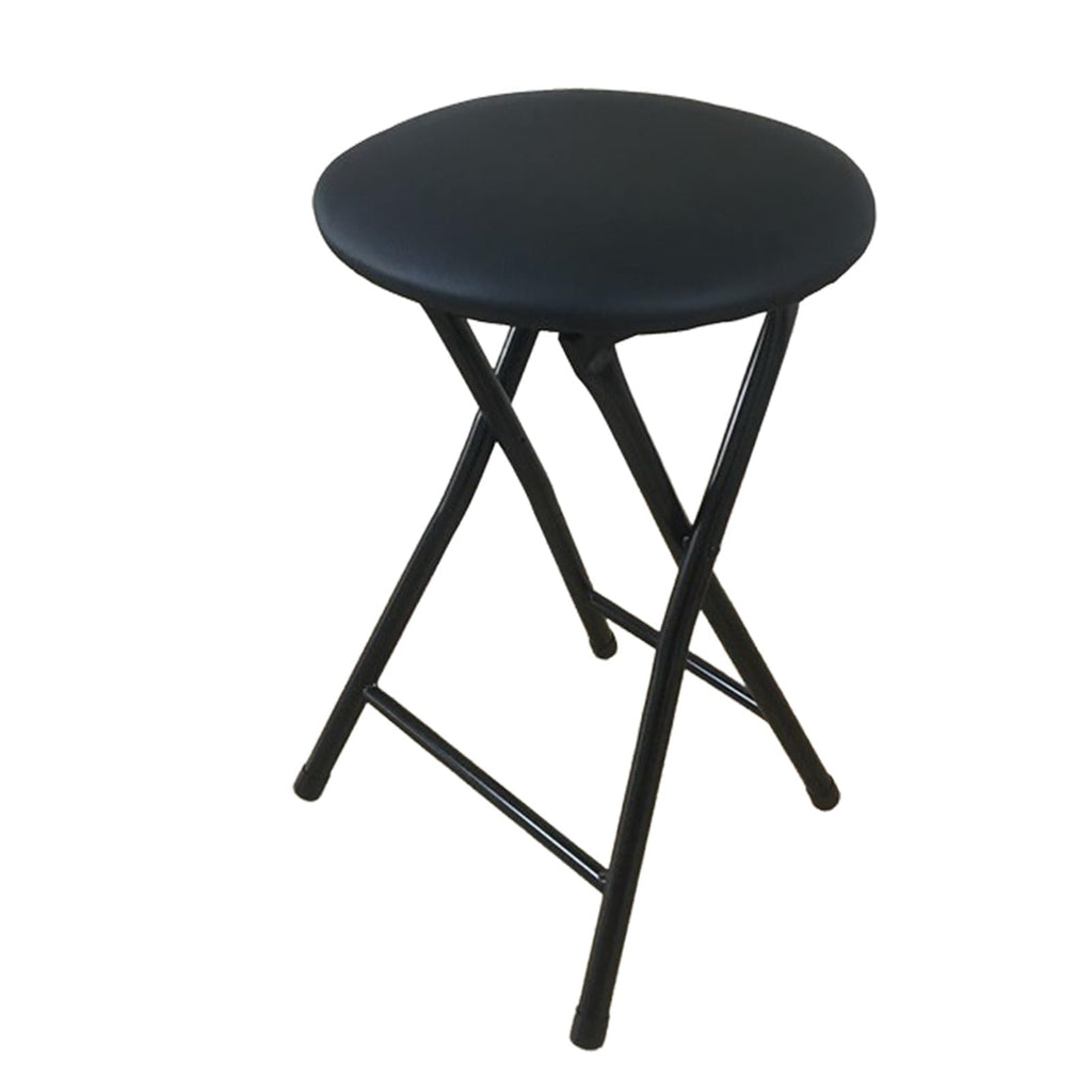 Portable Foldable Stool with Padded Seat 18 Inch Black D842217