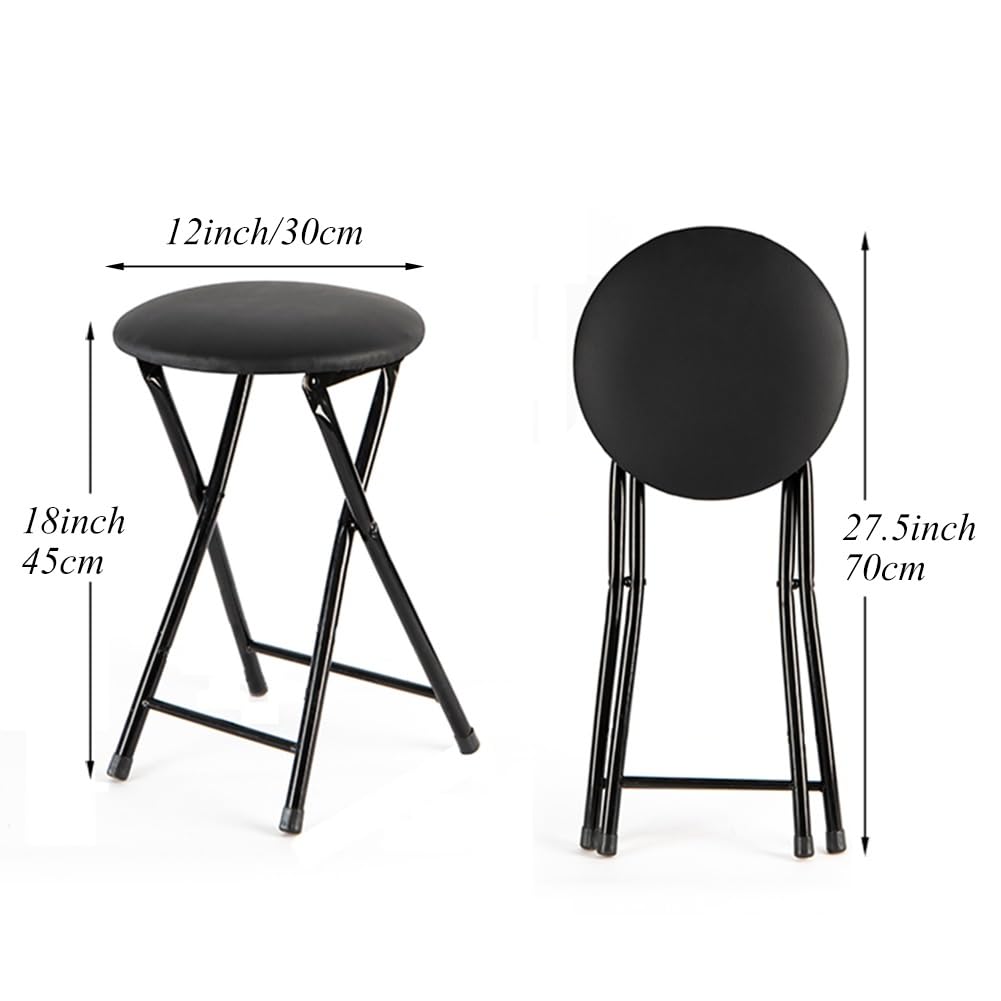 Portable Foldable Stool with Padded Seat 18 Inch Black D842217
