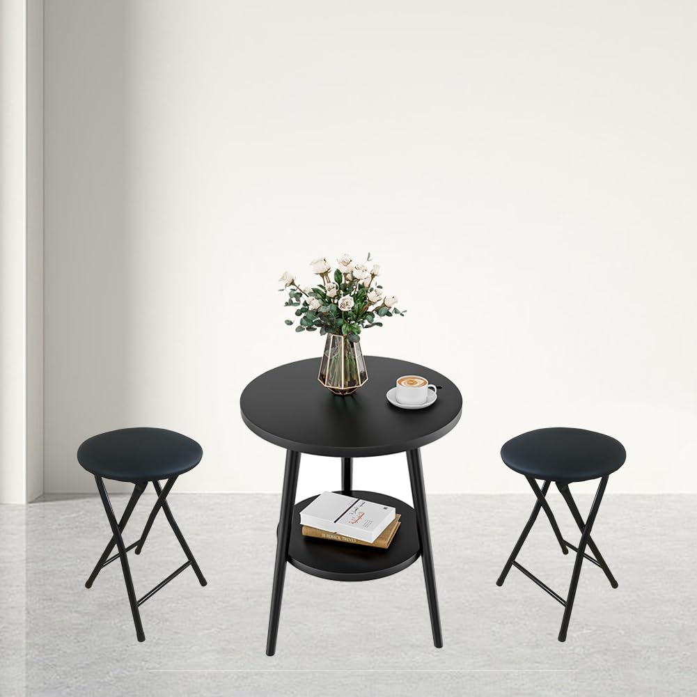 Portable Foldable Stool with Padded Seat 18 Inch Black D842217
