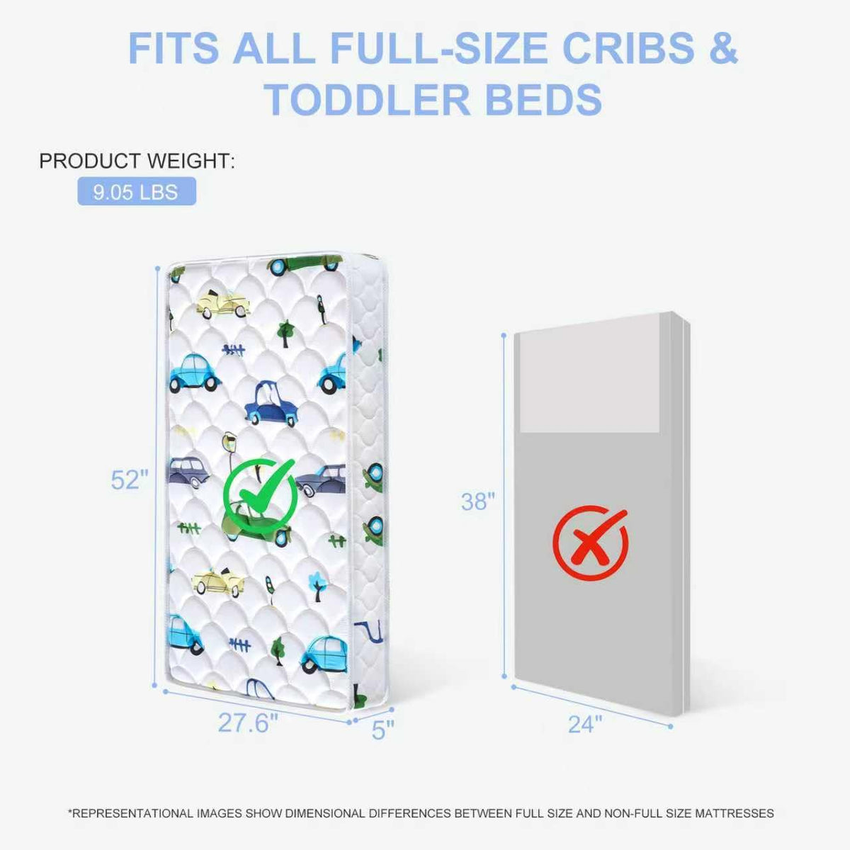 Foam Baby Crib & Toddler Mattress, 52" x 27.6" x 5" E22679