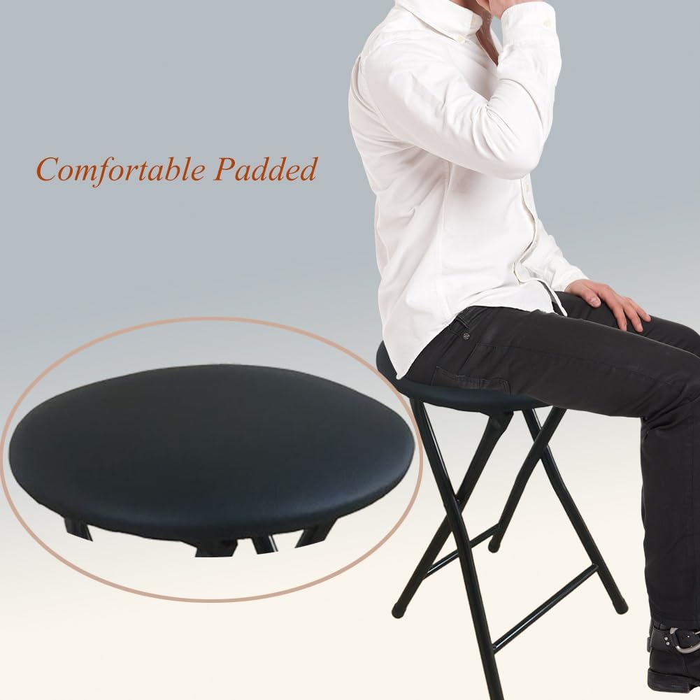 Portable Foldable Stool with Padded Seat 18 Inch Black D842217