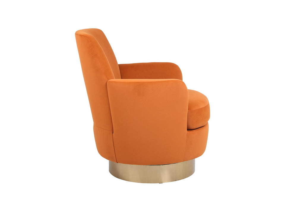 Orange Velvet Swivel Tufted Armchair W6045