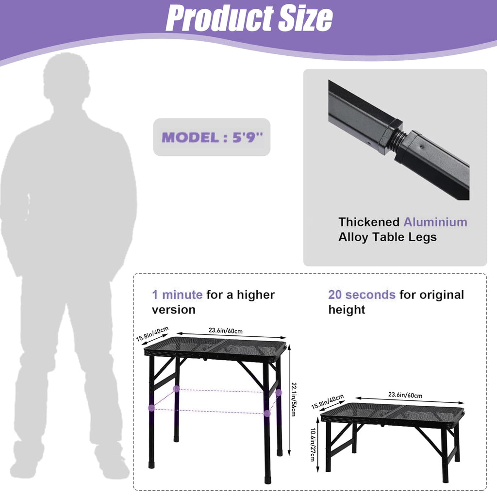 Black Adjustable Folding Camping Table S97915