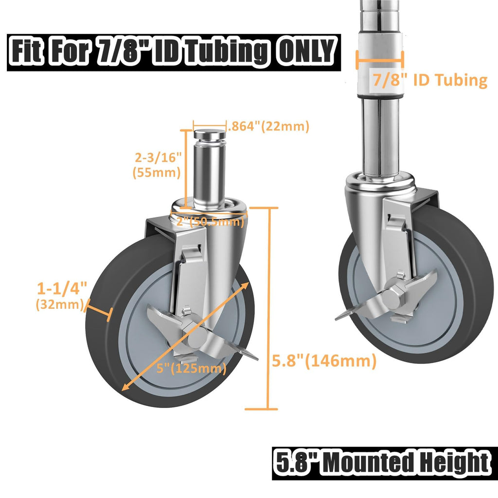 5-Inch Caster for Wire Shelving Racks, Set of 4 F134