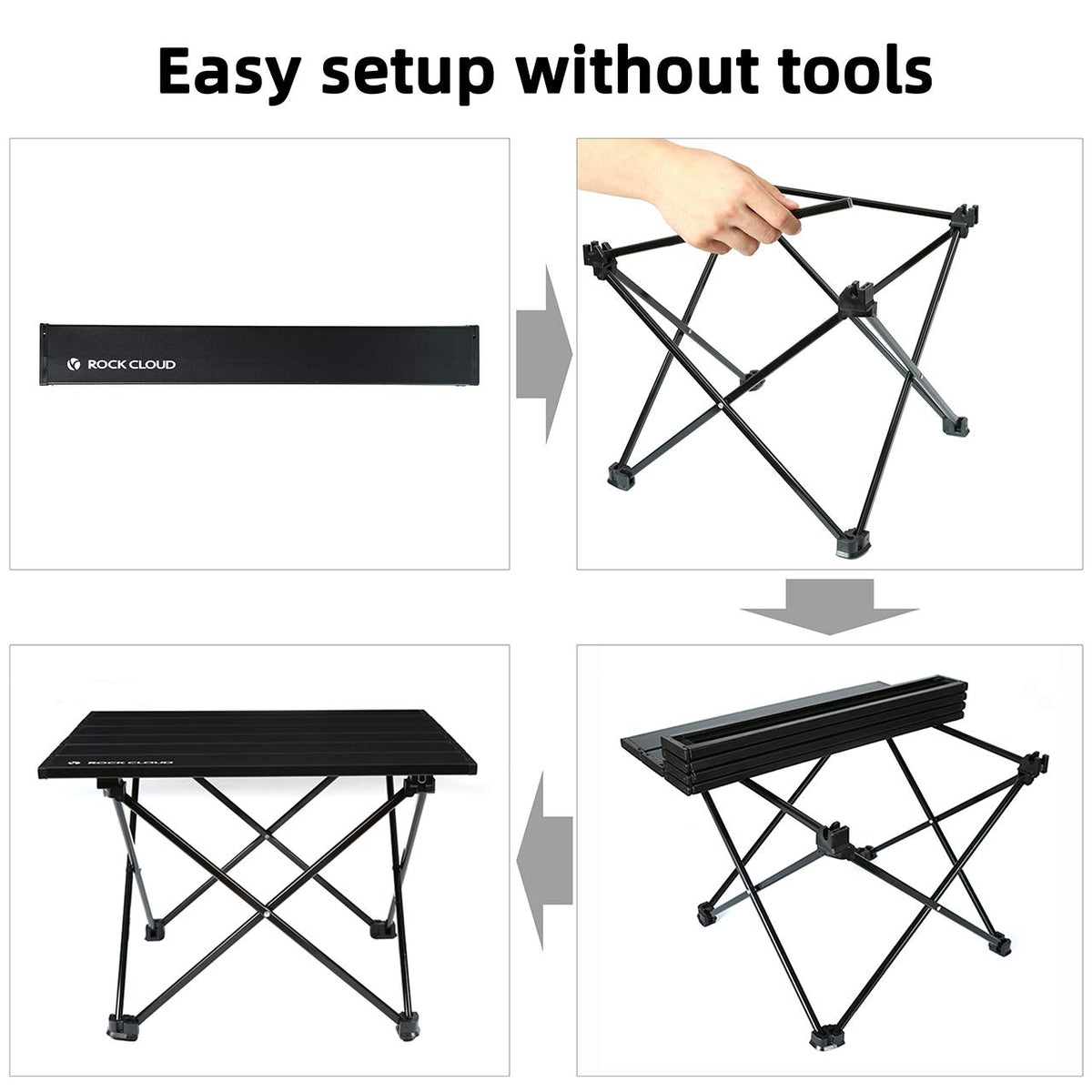 Portable Aluminum Folding Camping Table Black U148472