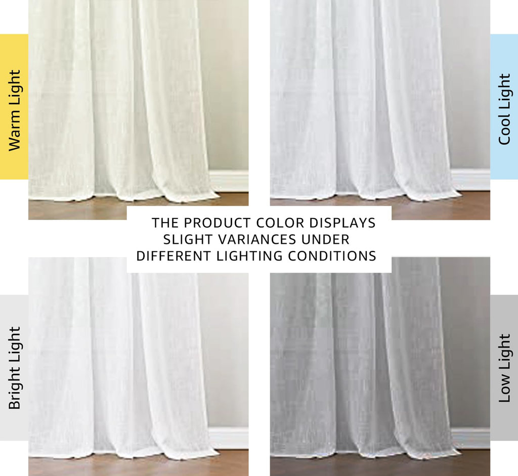White Sheer Linen Curtains, 2 Panels, W52 x L95 Y933