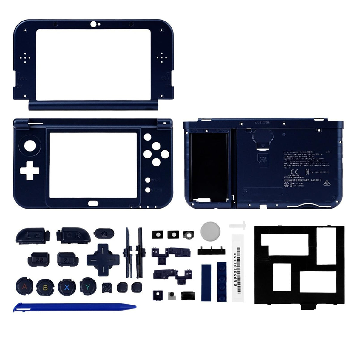 NEW 3DS XL LL Housing Shell Replacement Middle Frame Case with Stylus Touch Pen Black T67268