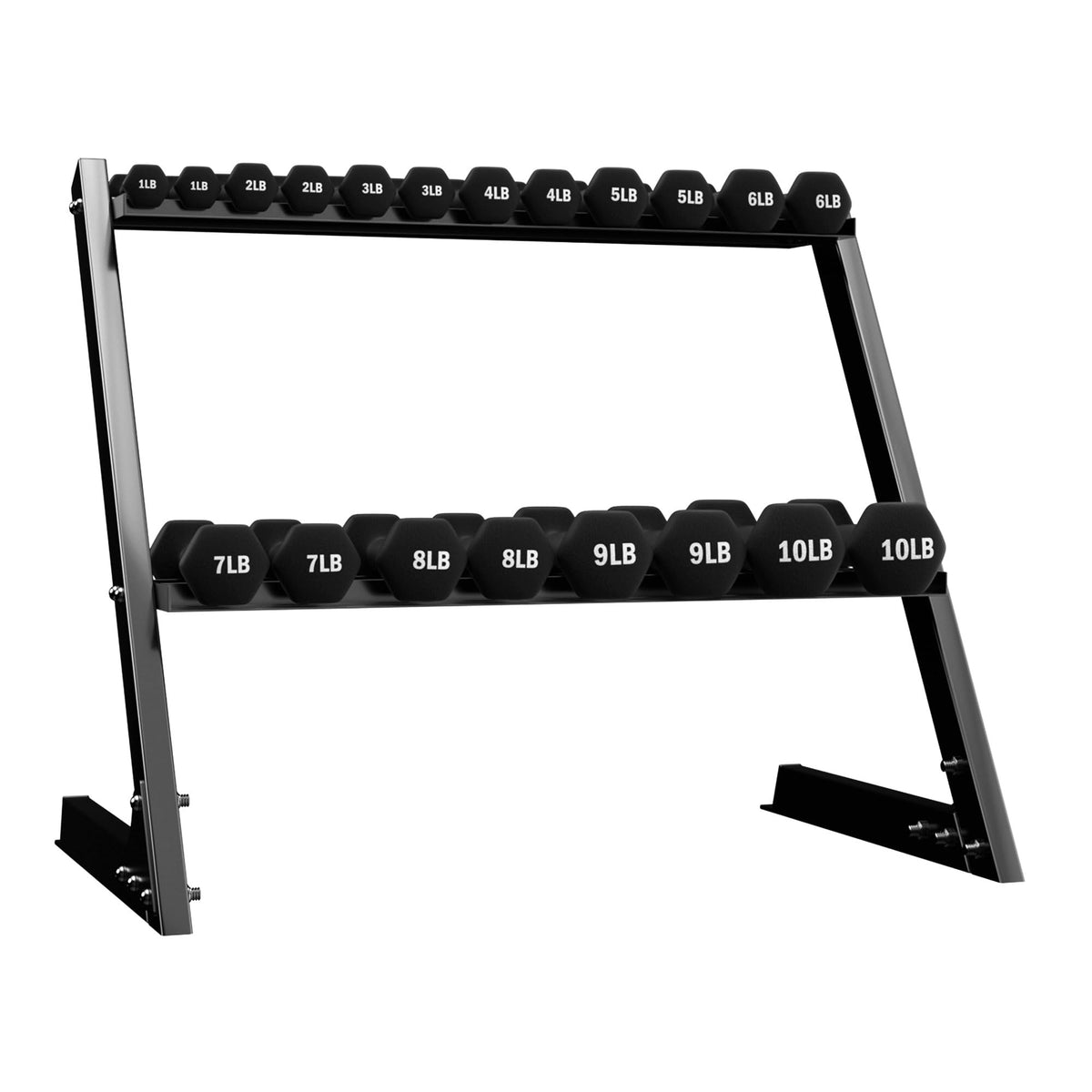 Neoprene Coated Iron Dumbbell Set with Stand X885879