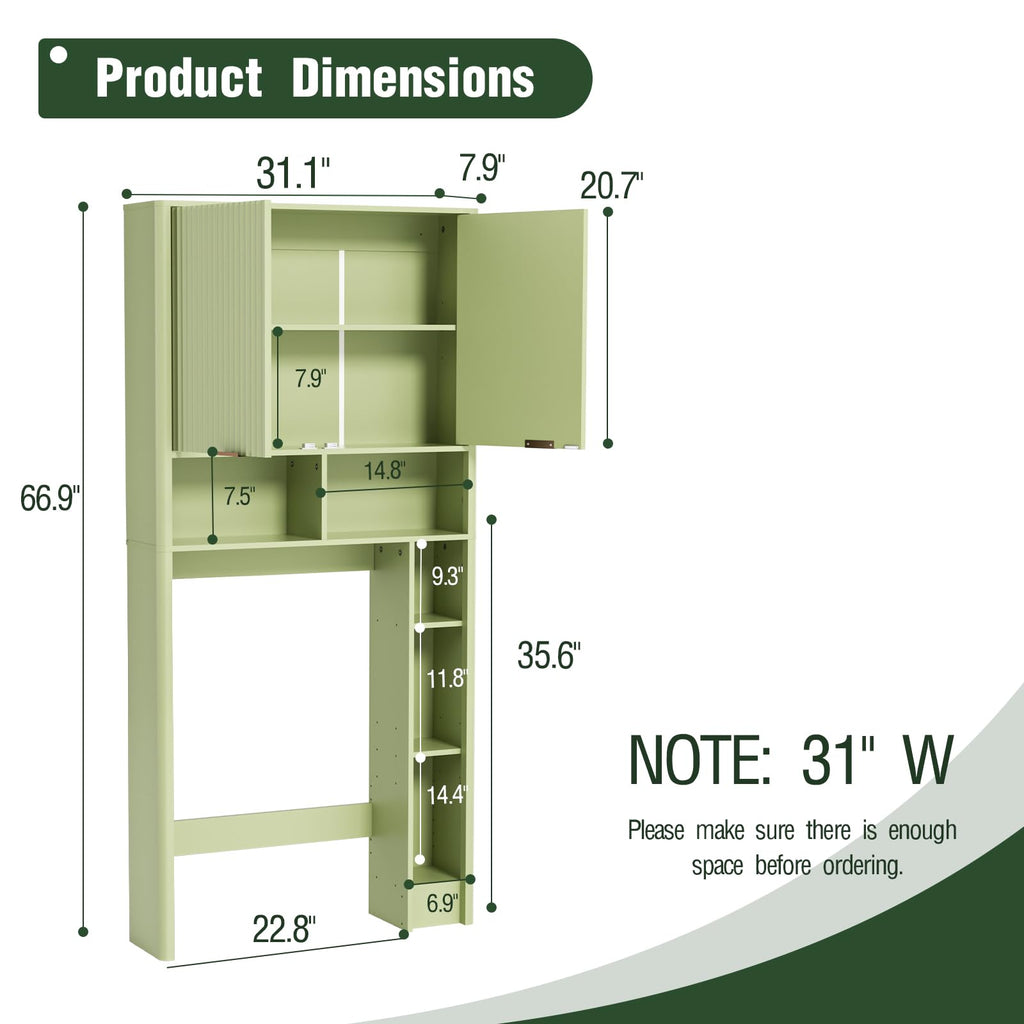 Green Over the Toilet Storage Cabinet with Adjustable Shelf S444418