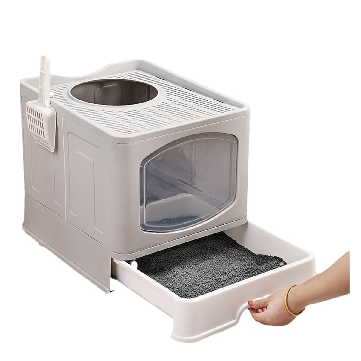 Foldable Cat Litter Box with Lid D54399