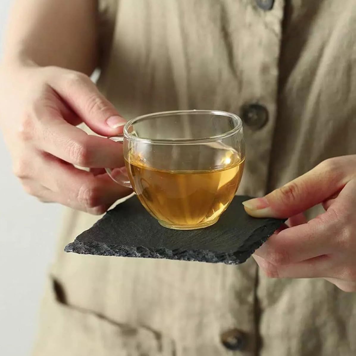 12 Pc Natural Stone Square Drink Coasters N9792