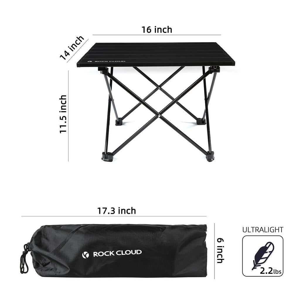 Portable Aluminum Folding Camping Table Black U148472