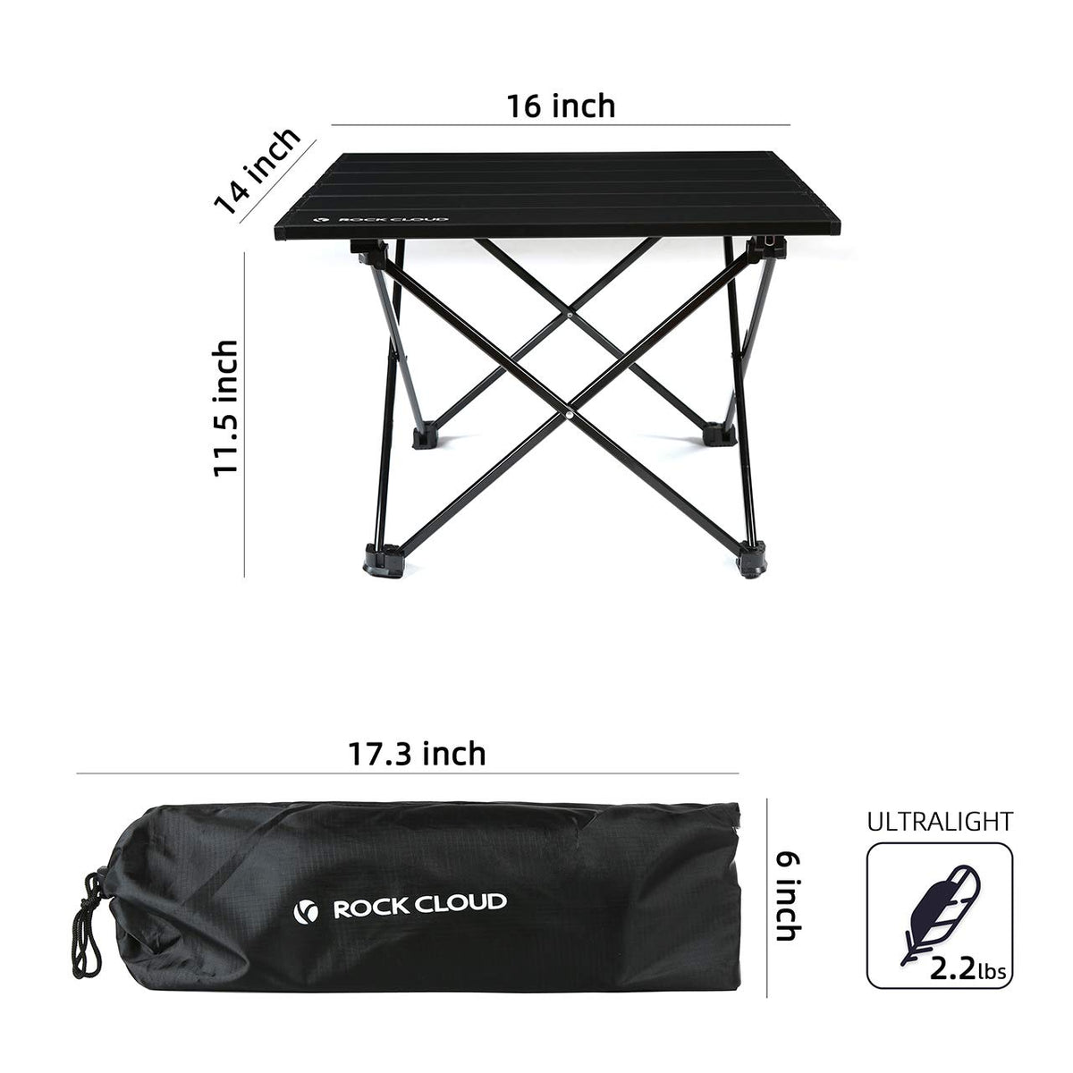 Portable Aluminum Folding Camping Table Black U148472