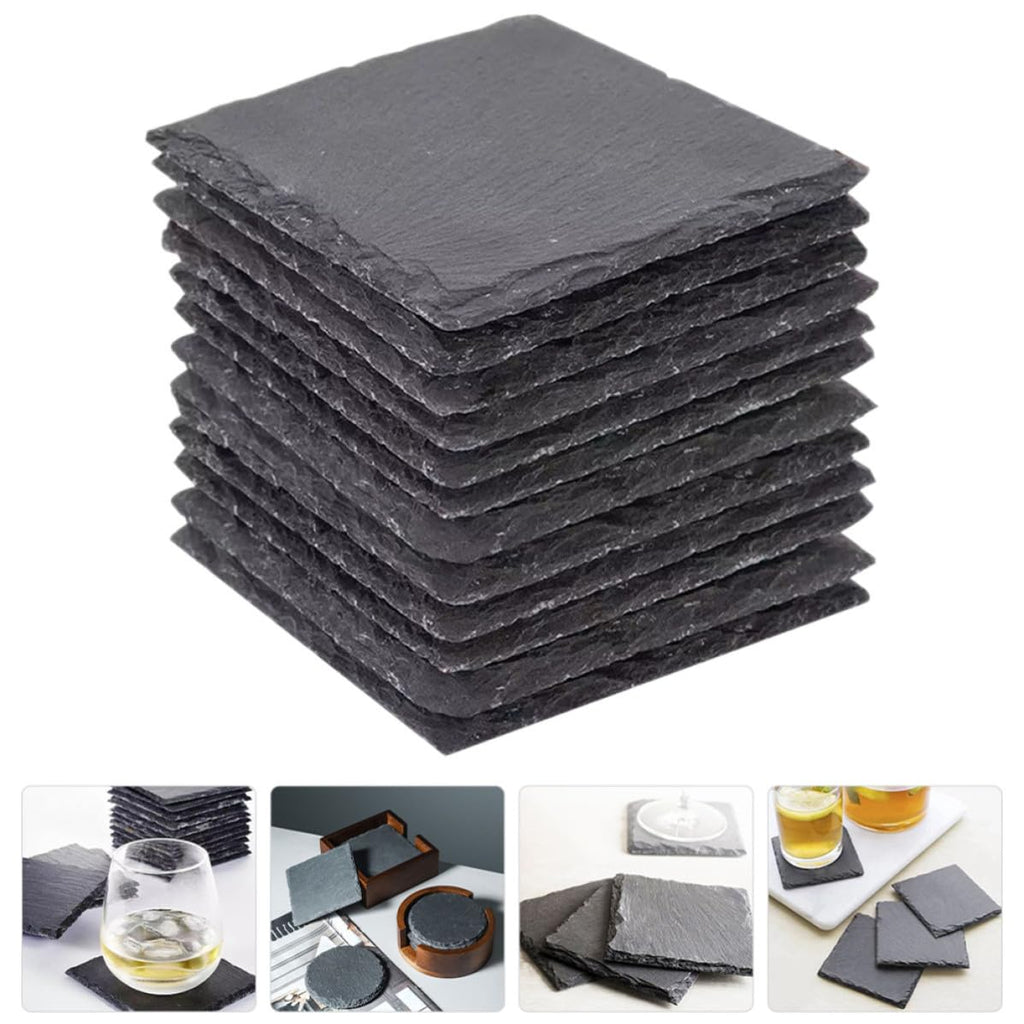 12 Pc Natural Stone Square Drink Coasters N9792