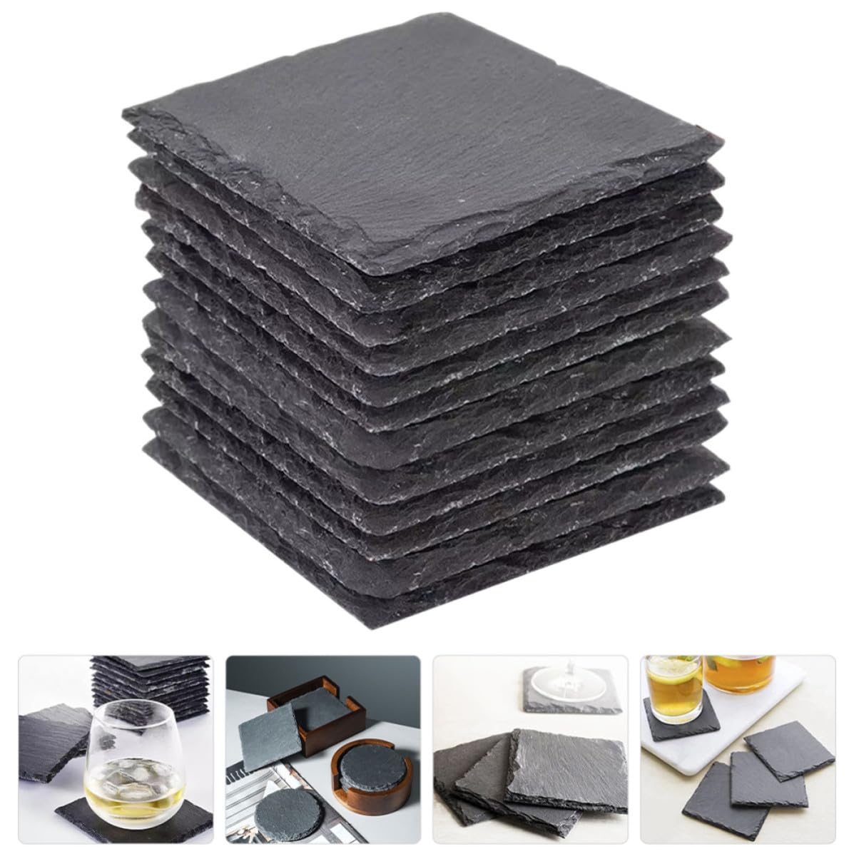 12 Pc Natural Stone Square Drink Coasters N9792