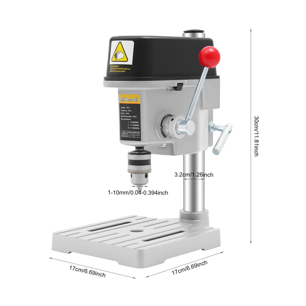 340W 3-Speed Adjustable Bench Drill Press P853822