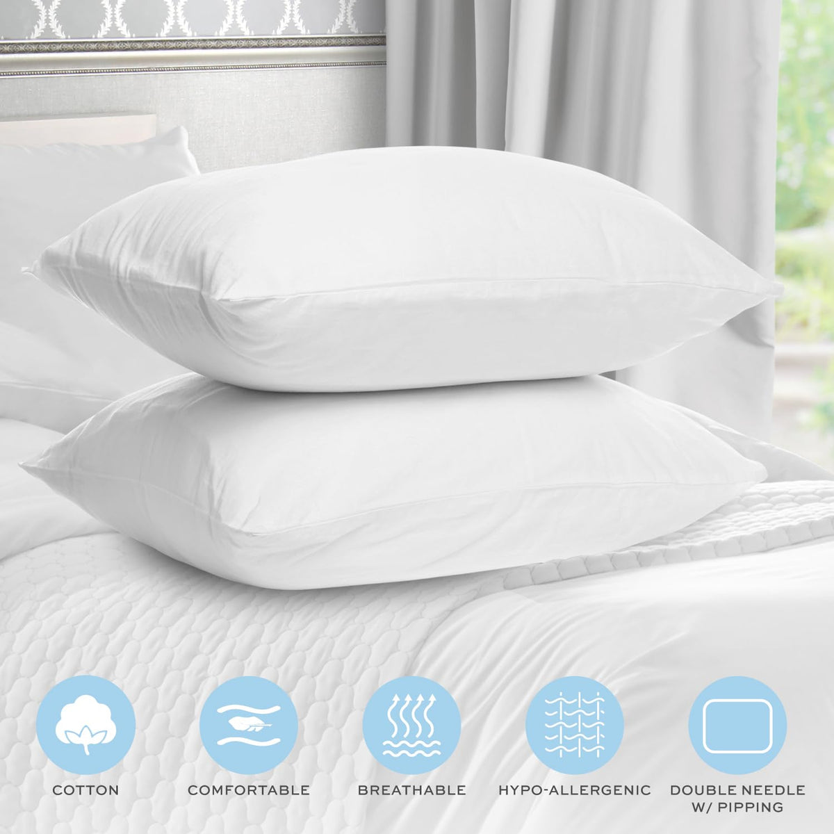 White 2 Pack King Size Down Alternative Bed Pillows R9296