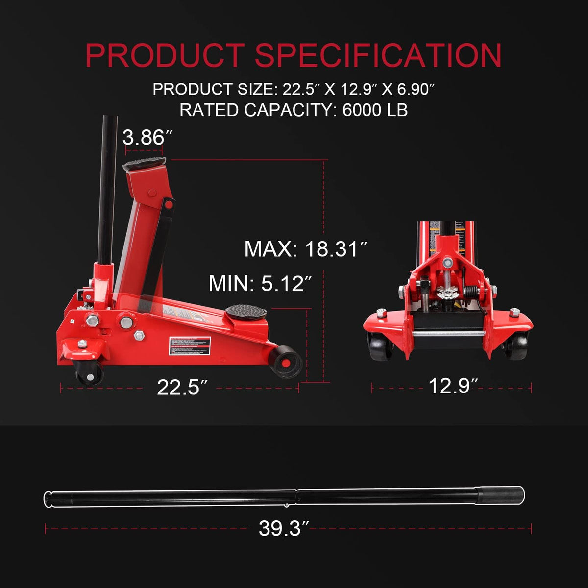 3-Ton Heavy Duty Hydraulic Floor Jack A8284