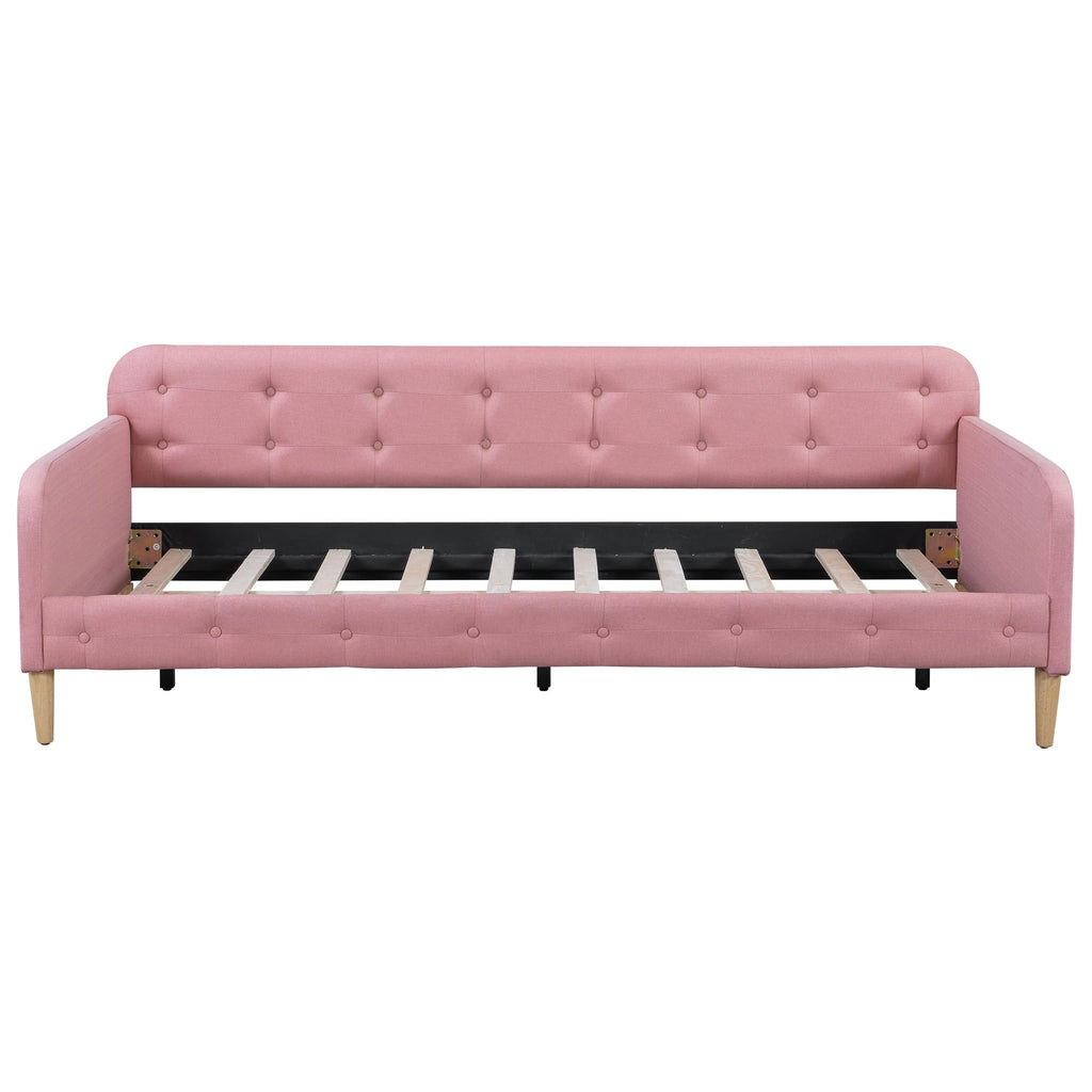 Twin Linen Upholstered Daybed Sofa Bed with Button Tufted Design C7340