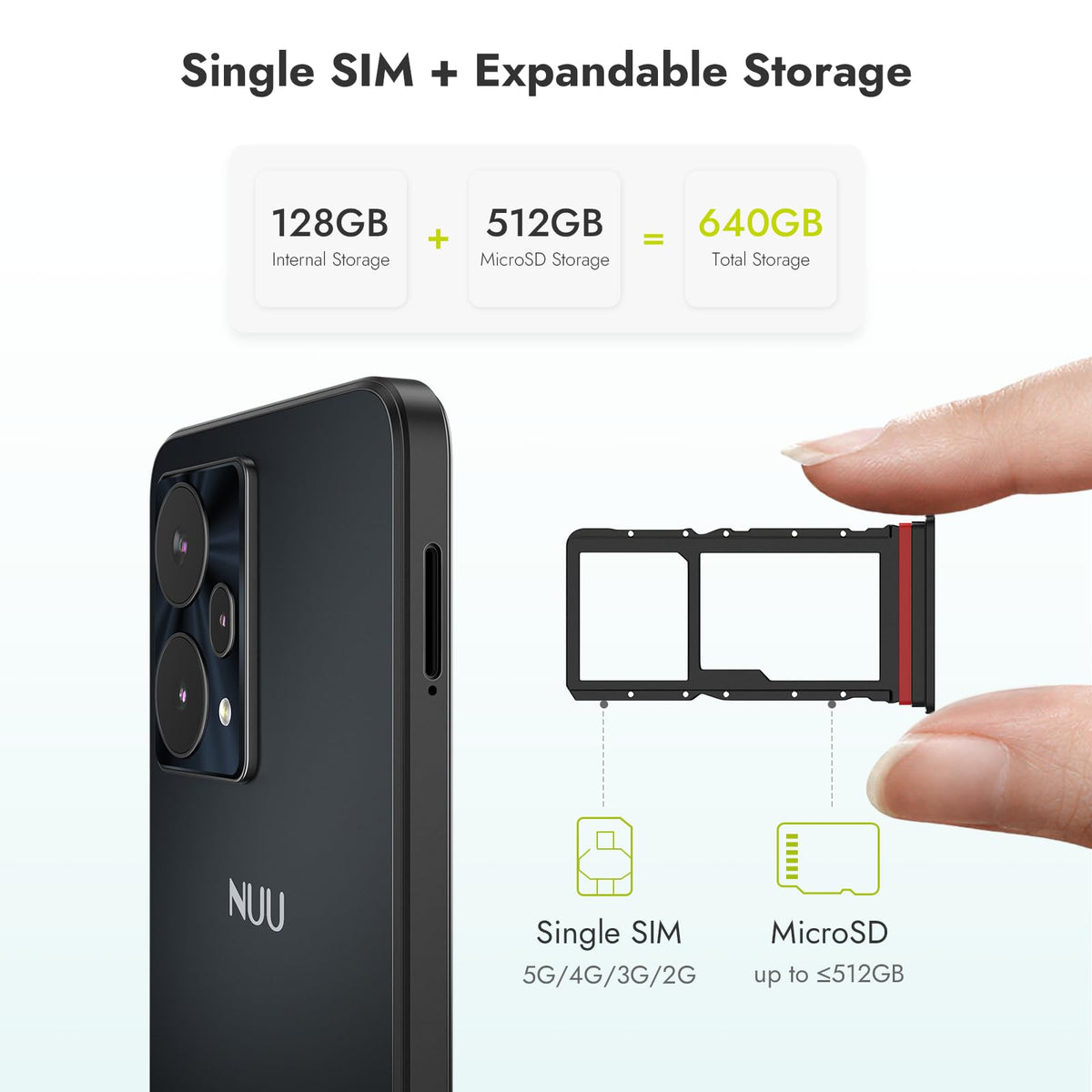5G Unlocked Android Smartphone 128GB Black H296
