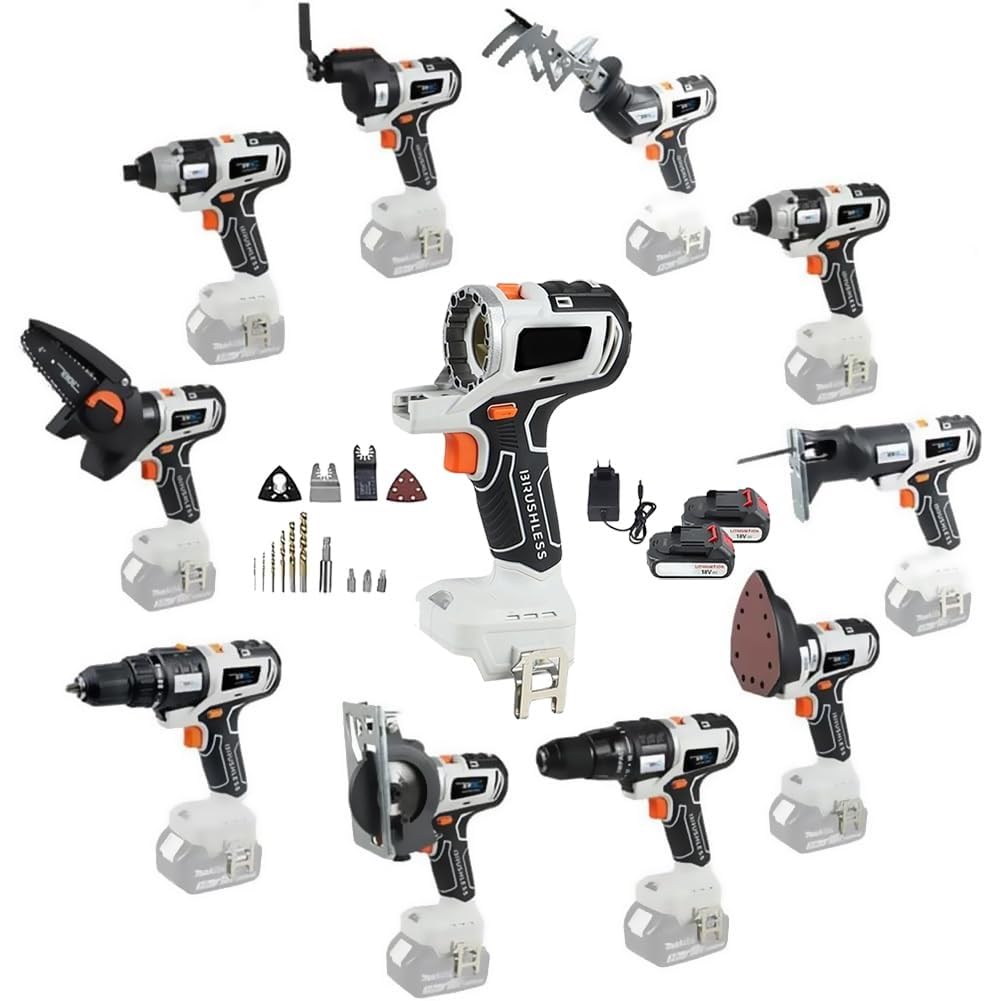 Cordless Brushless Power Tool Combo Kit 10 in 1 F579585