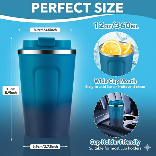 12 oz Insulated Stainless Steel Travel Coffee Mug 2 Pack V271