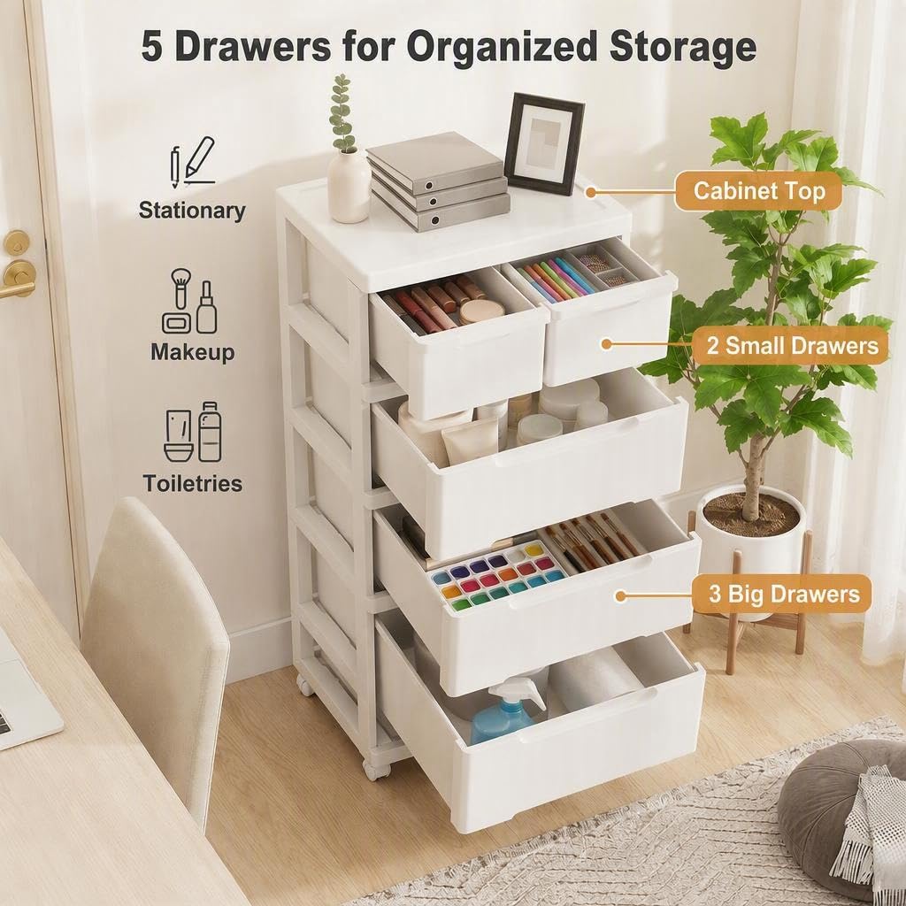 4-Tier Plastic Drawers with Wheels N444081