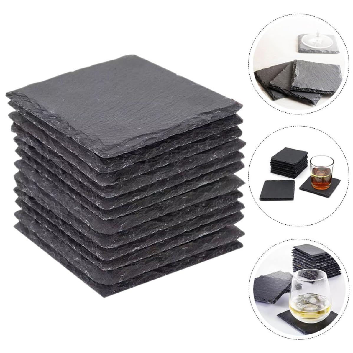 12pcs Natural Stone Coasters Set J2853