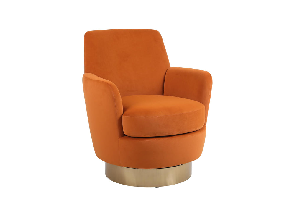 Orange Velvet Swivel Tufted Armchair W6045