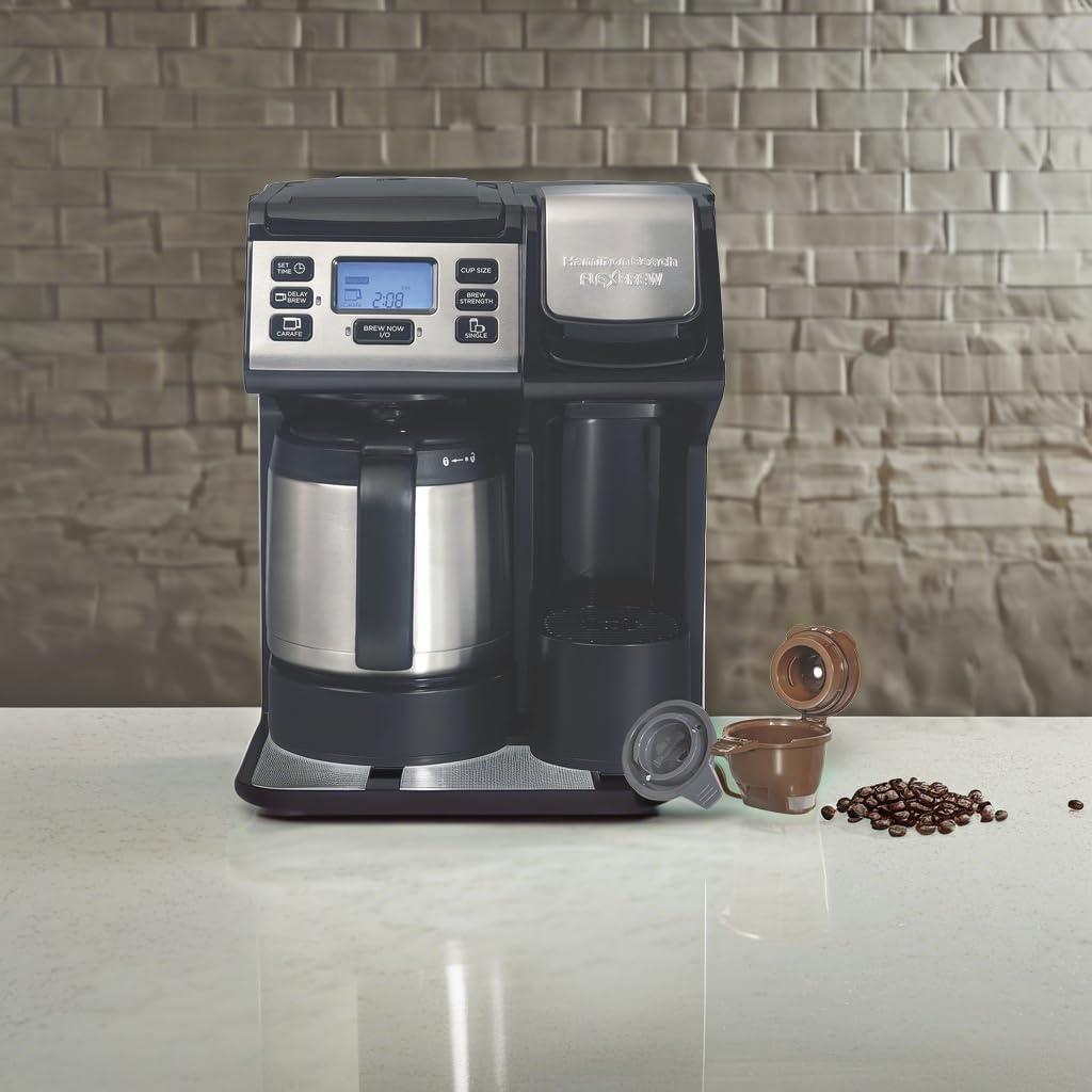 2-Way Coffee Maker with K-Cup Pods or Grounds, Black and Stainless Q436961