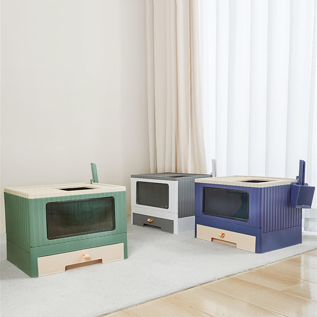 Top Entry Cat Litter Box with Lid Foldable L9344