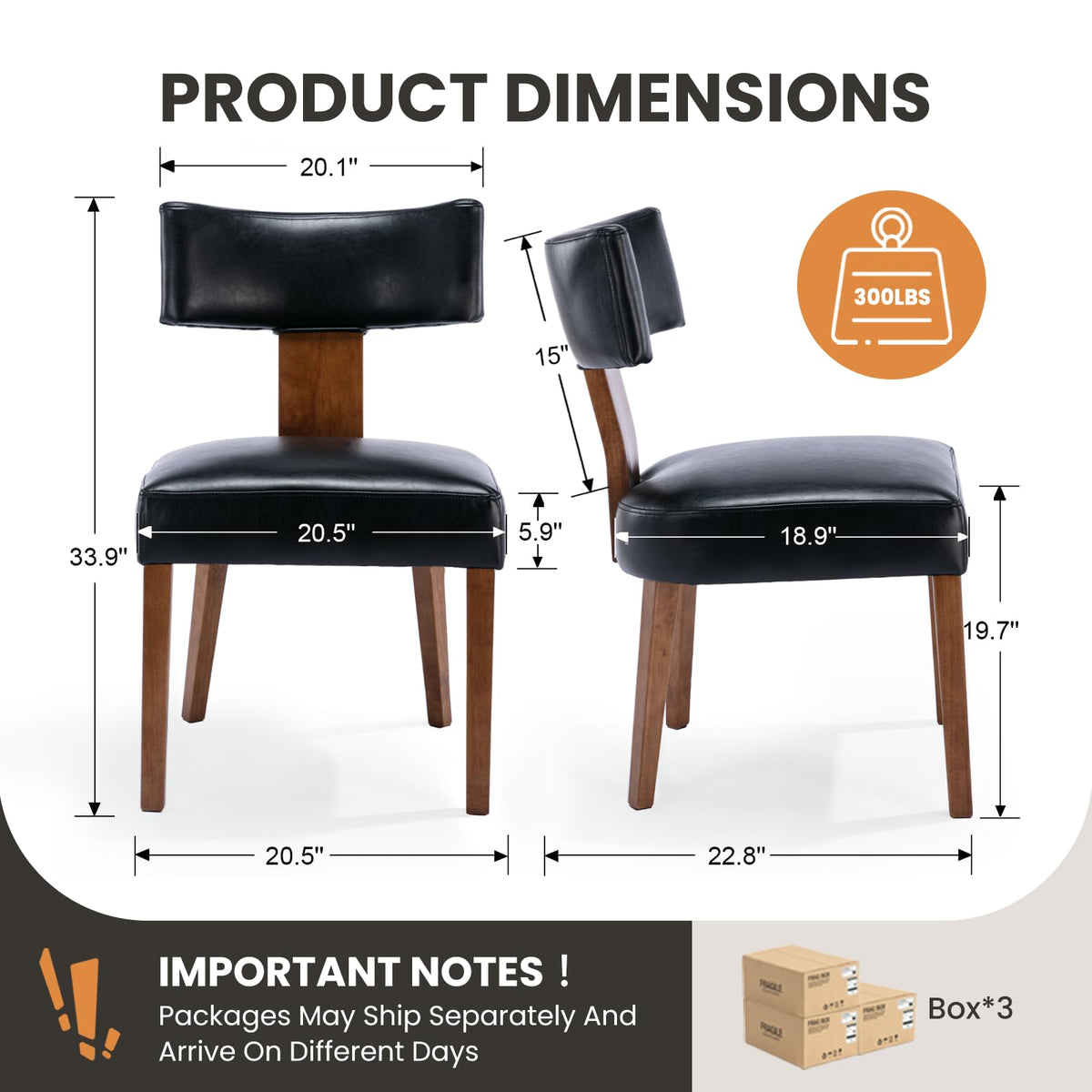 Black Set of 6 PU Leather Upholstered Dining Chairs A91845