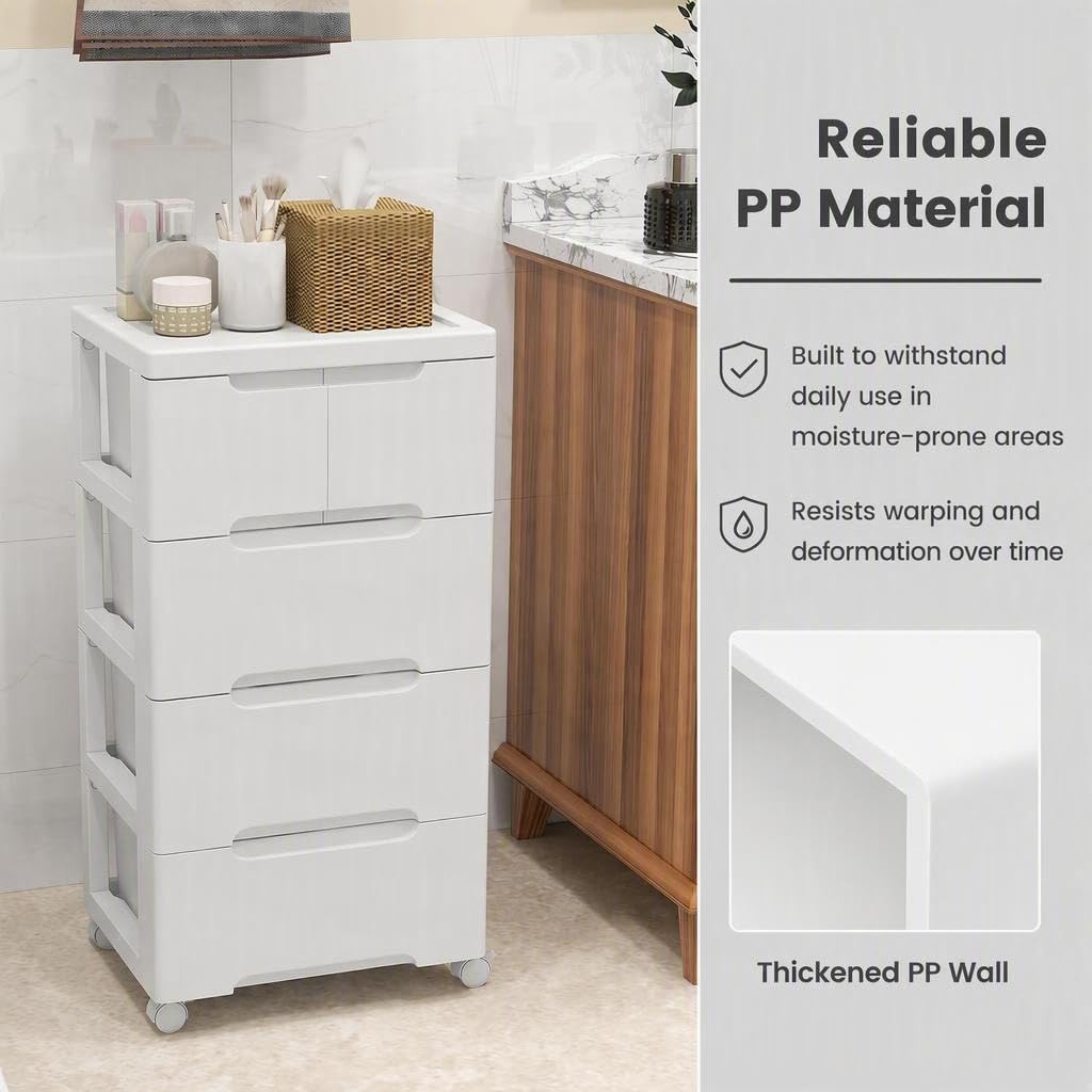 4-Tier Plastic Drawers with Wheels N444081