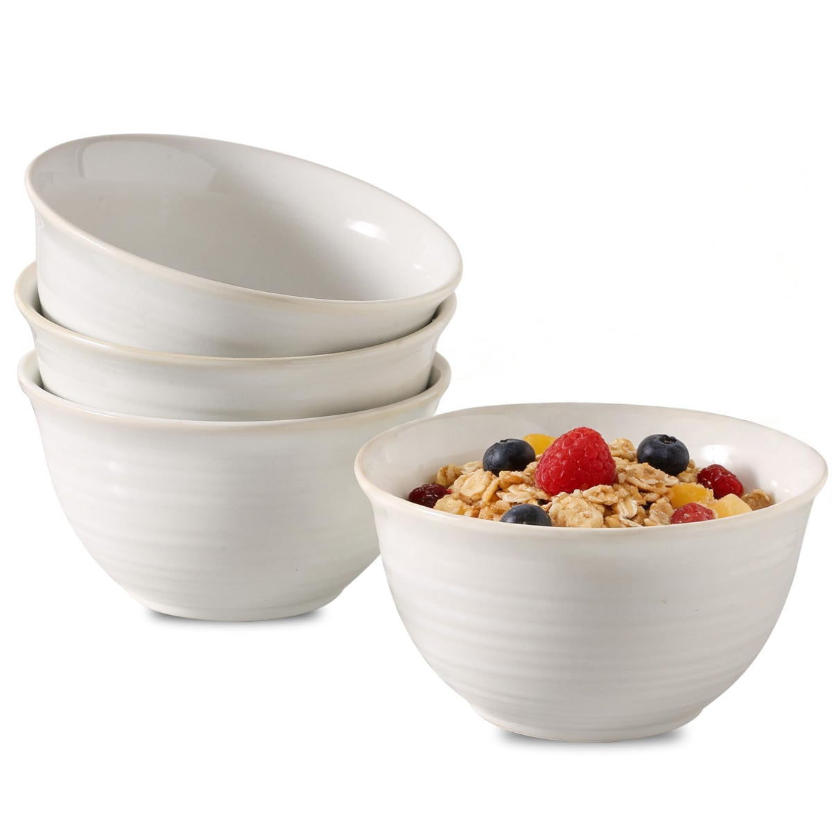 40 Ounce Deep Ceramic Soup Bowls, Microwave Safe & Dishwasher Safe, Creamy White G6781