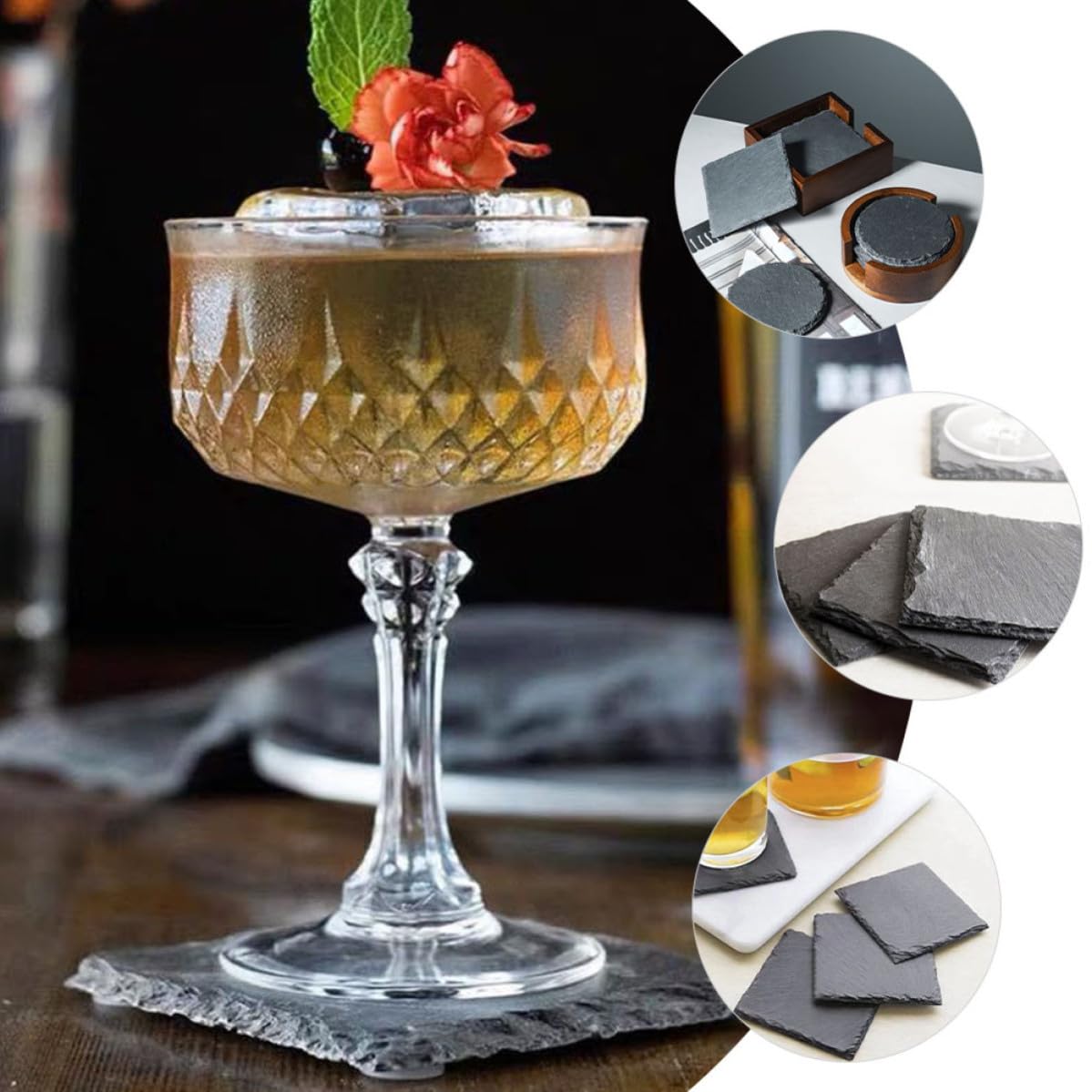 12pcs Natural Stone Coasters Set J2853