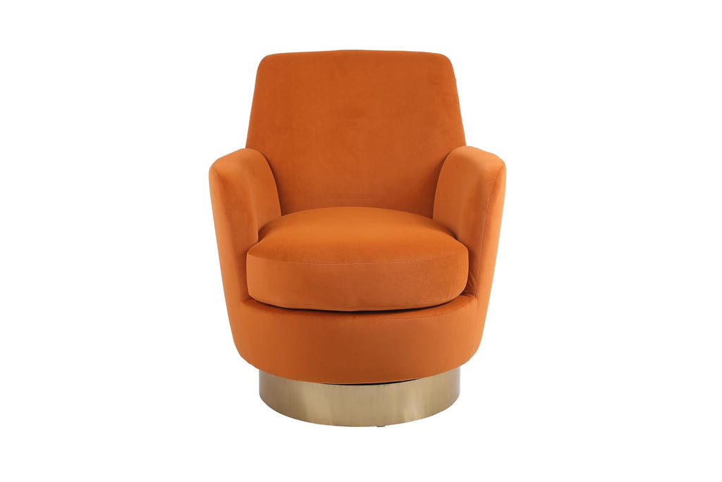 Orange Velvet Swivel Tufted Armchair W6045