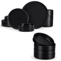 Stoneware Dinnerware Set, 12-Piece Plates and Bowls, Set of 4, Matte Black N943