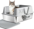 XL Stainless Steel Cat Litter Box with Lid and Scoop L617765