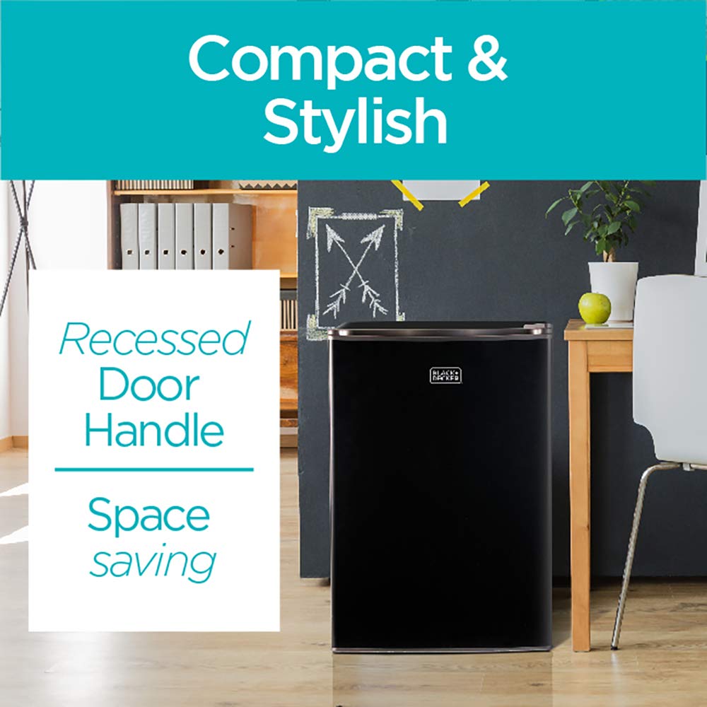 Compact Single Door Mini Fridge with Freezer, 2.5 Cubic Feet, Black & Single Serve K-Cup Pod Coffee Maker, Black B785458