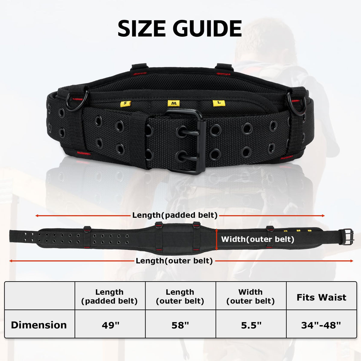 Tool Belt with Suspenders Heavy Duty Carpenter Apron Y846955