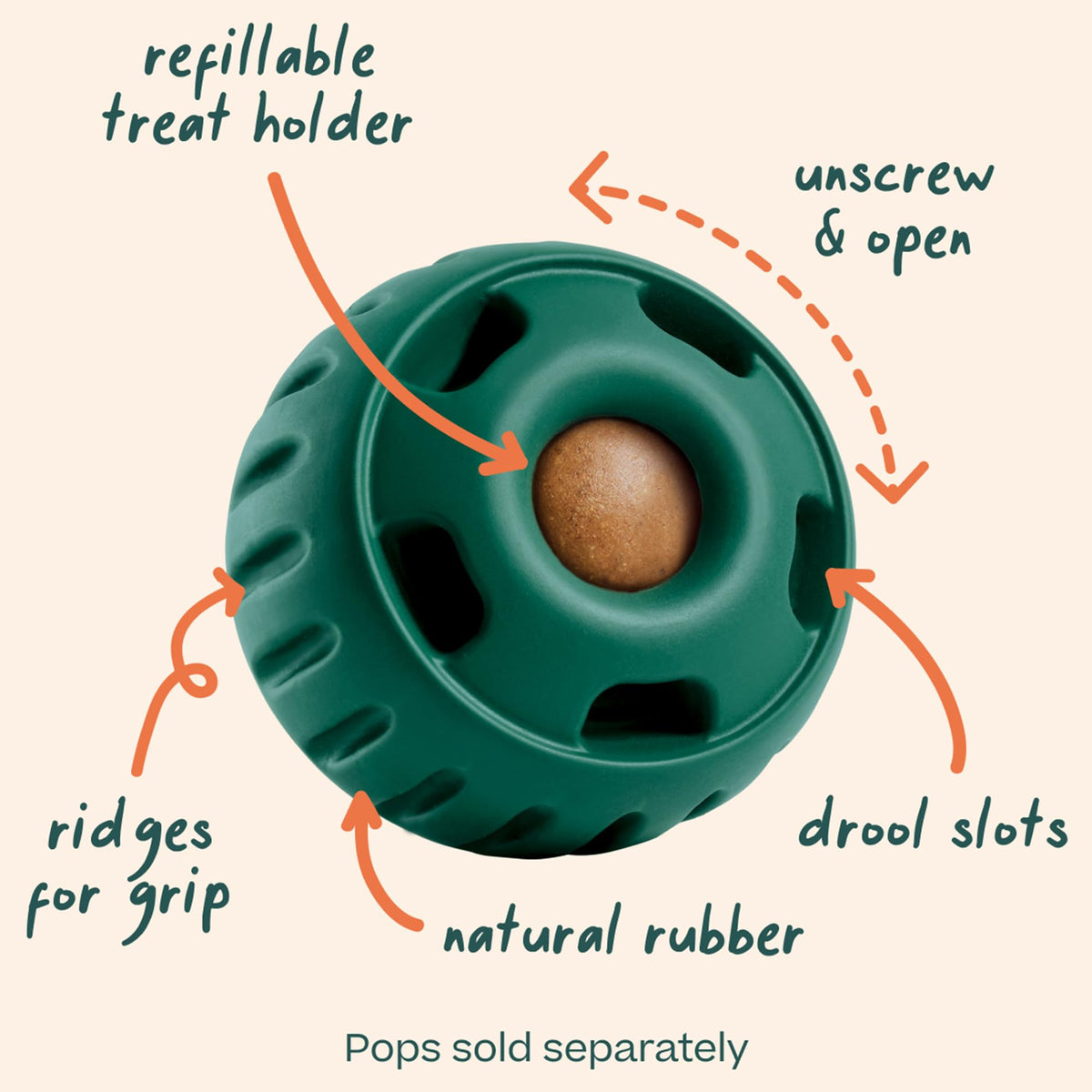 Interactive Dog Ball Toy 25-75 lbs Green M71109