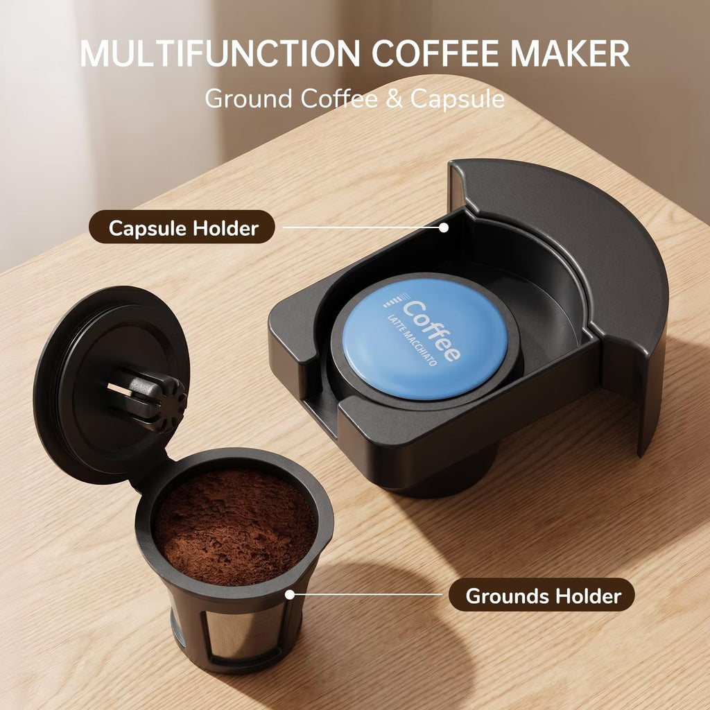 Single Serve Coffee Maker with K Cup Capsules & Grounds, Black Z441