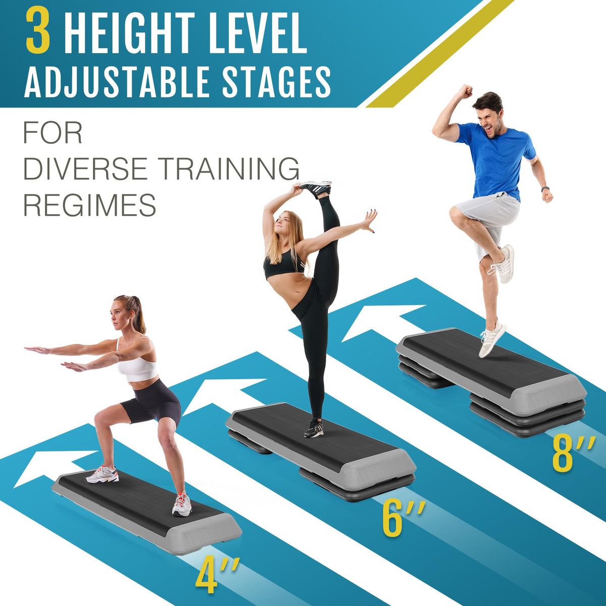 43 Inch Adjustable Aerobic Step Platform with 4 Risers A35722