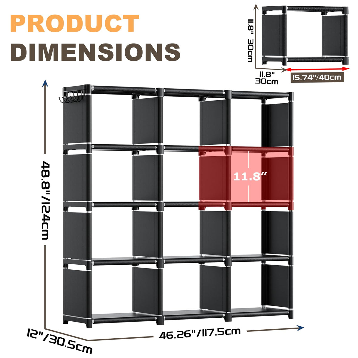Black 12 Cube Metal Bookcase C556