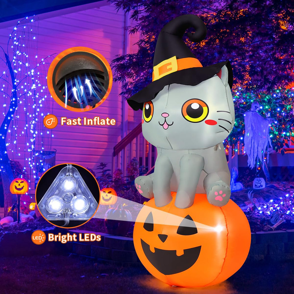 6 FT Halloween Inflatables Cat with Built-in LEDs R381680